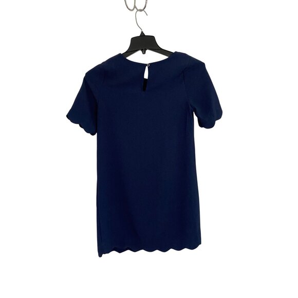 Navy Blue Scalloped Hem & Sleeve Short Dress By Monteau Los Angeles - Size M NWT - Picture 4 of 5